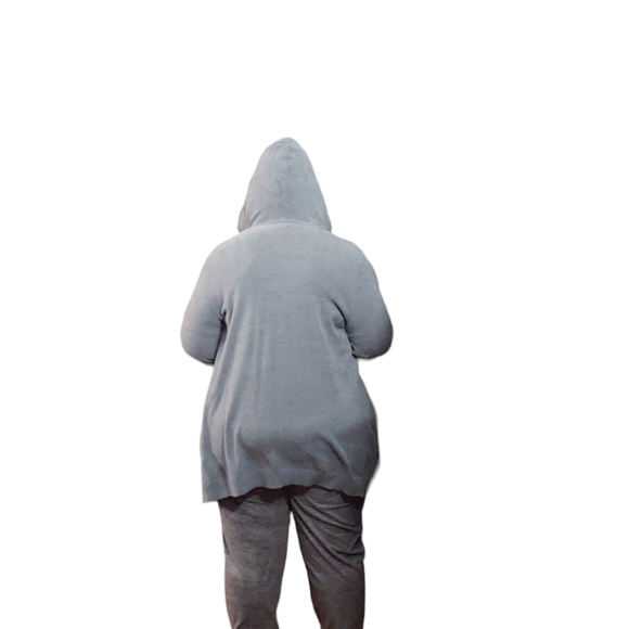 Barefoot Dreams CozyChic Ultra Lite Hooded Seashore Cardigan Dove Gray Size XL - Picture 3 of 6